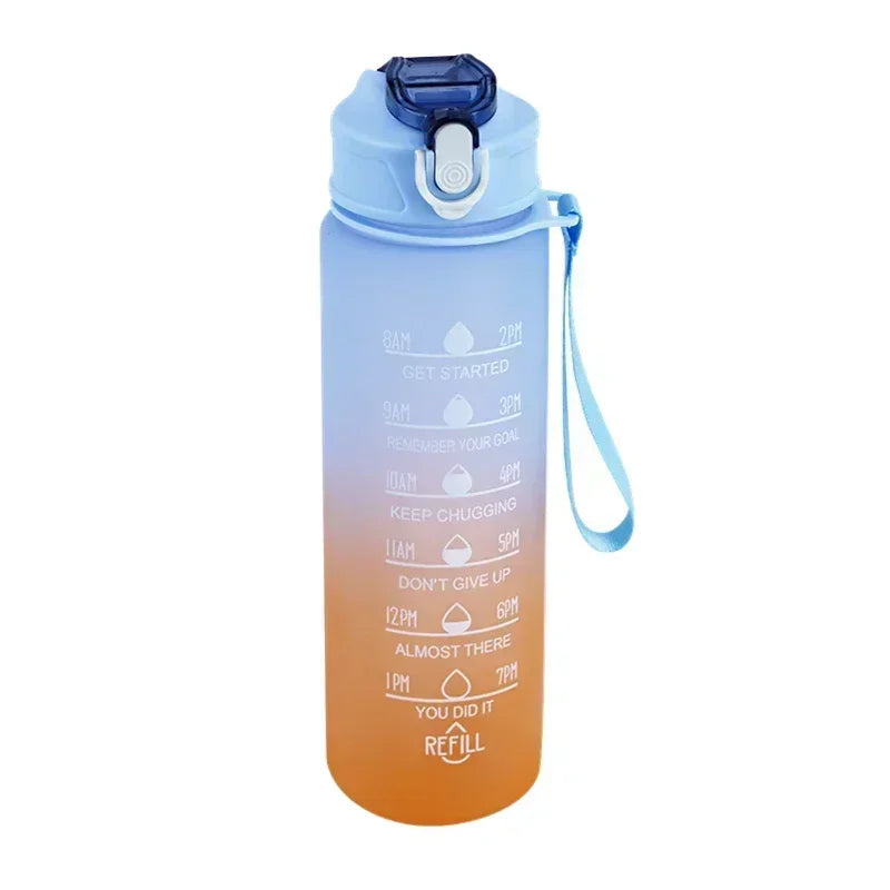 900ml Sports water Bottle High Temperature Resistant Graduated Straw Cup Rainbow Frosted Progressive Color Water Cup Plastic Cup - Chic Cart