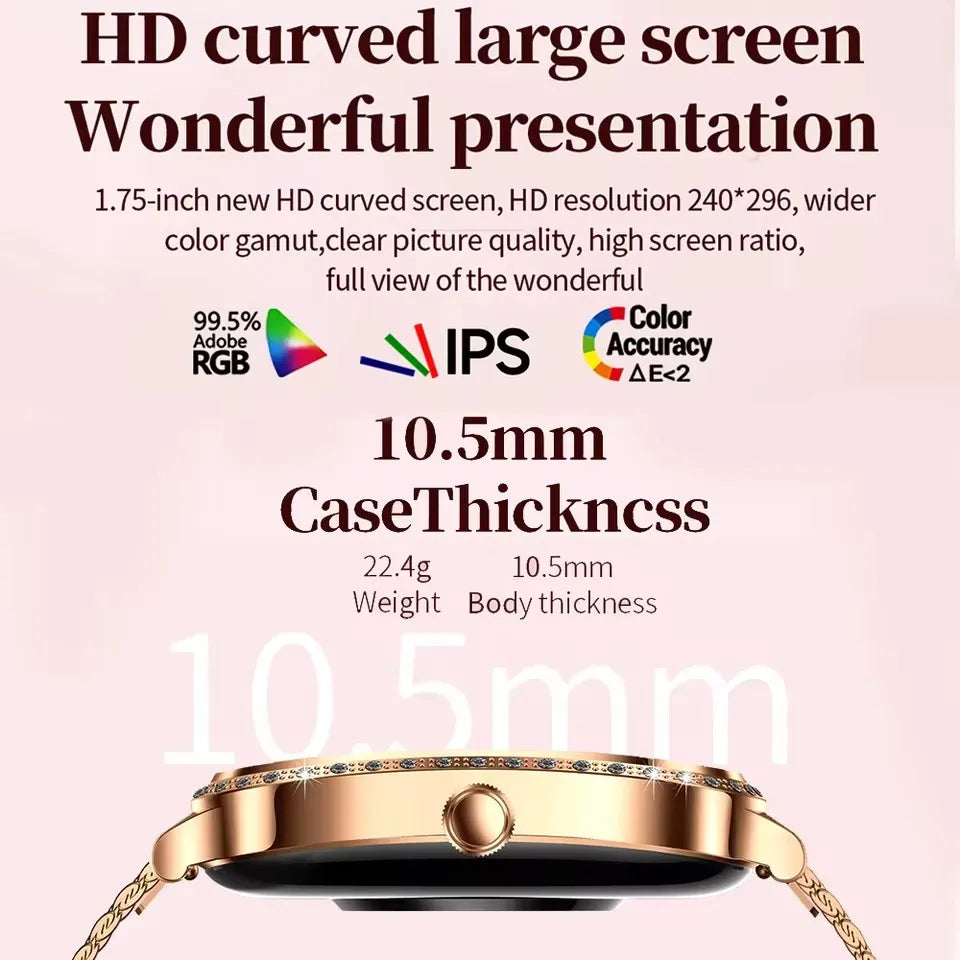 For Xiaomi Huawei New Women Smart Watch Heart Rate Blood Pressure Monitor Music Playback 100+ Sports Mode BT Calling SmartWatch - Chic Cart