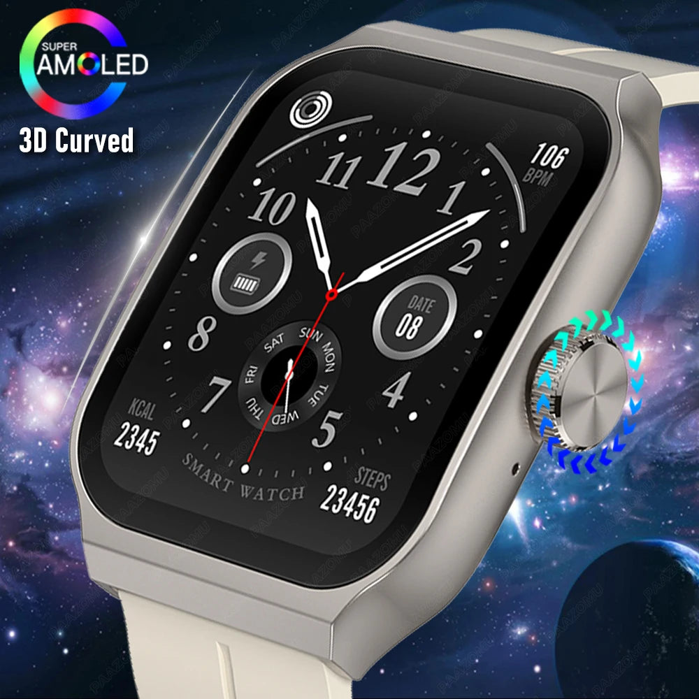 New AMOLED Smart Watch 1.96inch 3D Flexible Curved Screen Bluetooth Call Heart Rate NFC Waterproof Smartwatch For Android IOS - Chic Cart