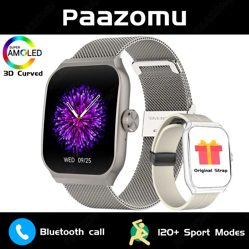 New AMOLED Smart Watch 1.96inch 3D Flexible Curved Screen Bluetooth Call Heart Rate NFC Waterproof Smartwatch For Android IOS - Chic Cart