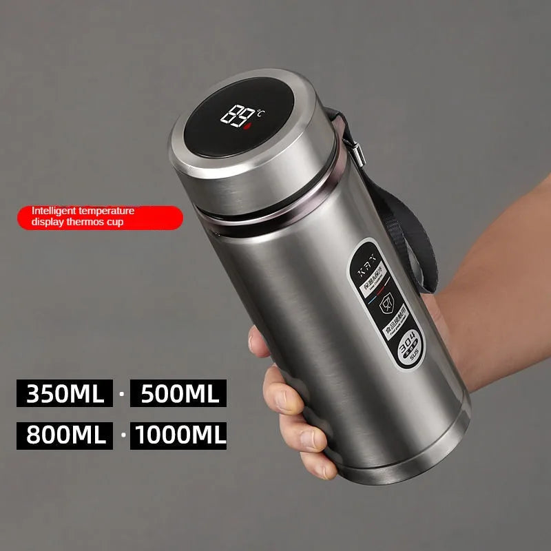 800ML-1L Stainless Steel Thermos Bottle 304 Tea Bottle Car Vacuum Bottle with LED Temperature Display Portable Drinking Cup - Chic Cart