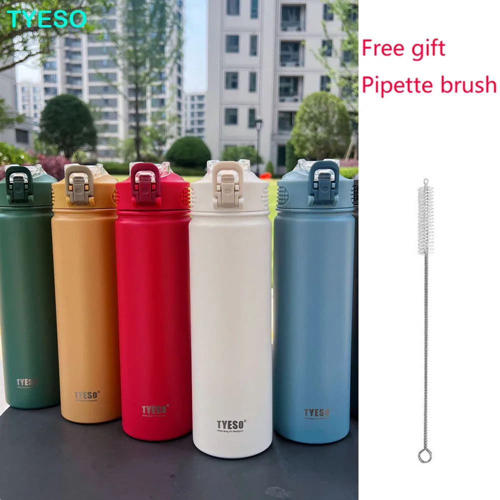 Thermos Bottle with Straw 750ml Stainless Steel Thermal Cup Car Insulated Flask Water Tumbler for Outdoor Sports - Chic Cart