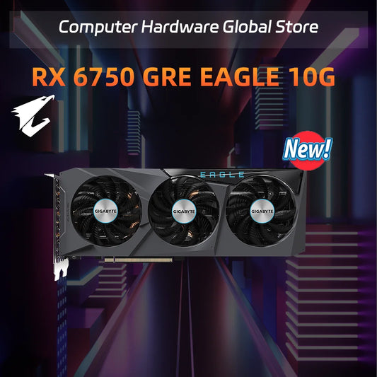 New GIGABYTE-AMD RX6750GRE EAGLE 10G Three fan graphics card  Placa de vídeo GDDR6  256 bits  PCIe 4.0 - Chic Cart