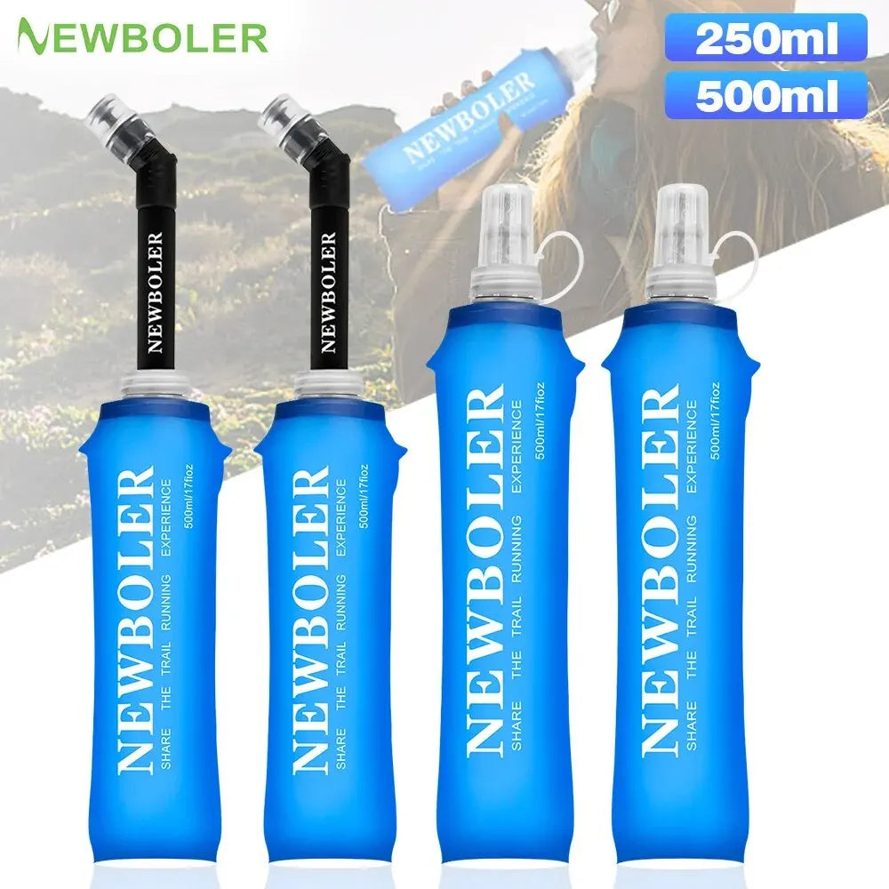 NEWBOLER 250ml 500ml Water Bottle TPU Folding Soft Flask Sport Water Bottle Water Bag Collapsible Water Bottle Running Camping - Chic Cart