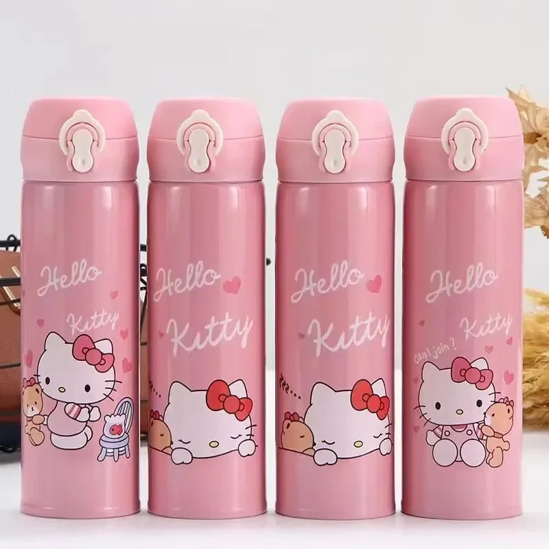 Hello Kitty Insulated Water Bottle For Kids,Kawaii Hot Water Bottle Pink Cartoon Stainless Steel Hot Water Bottle, Gift 350/500m - Chic Cart