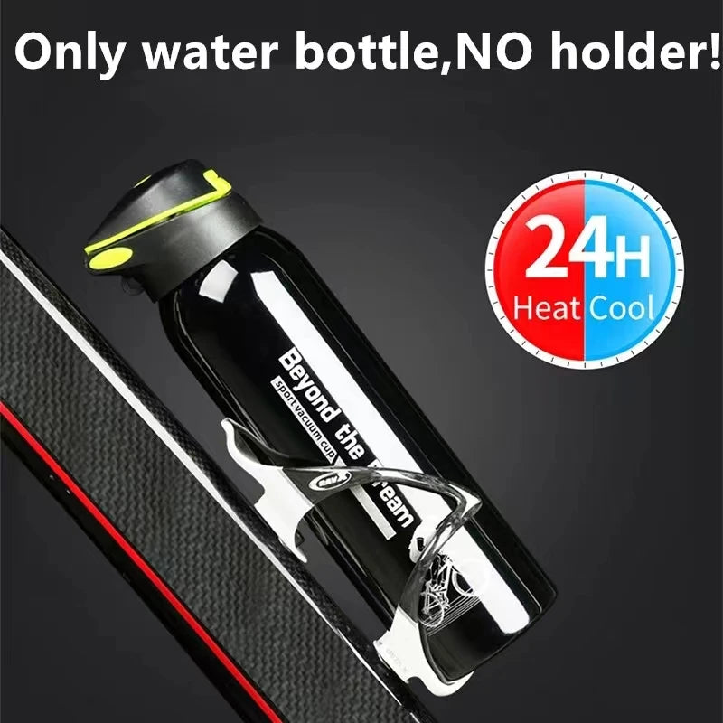 500ML Bicycle Water Bottle Vacuum Stainless Steel Cycling Water Bottle Double Walled Simple Thermo Mug Insulated With Straw - Chic Cart