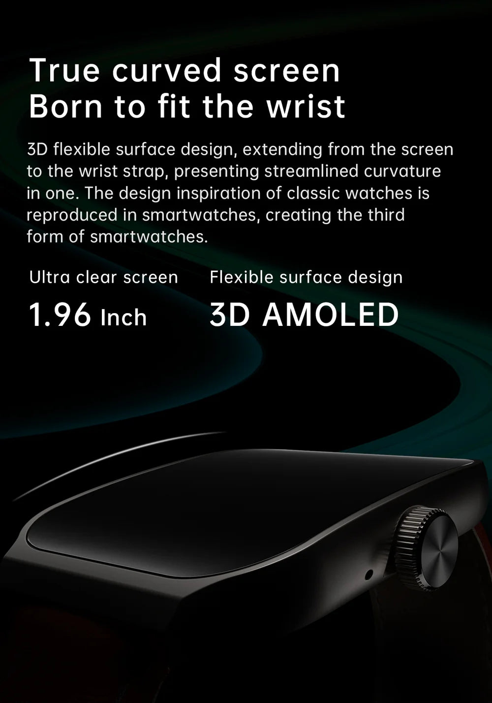 New AMOLED Smart Watch 1.96inch 3D Flexible Curved Screen Bluetooth Call Heart Rate NFC Waterproof Smartwatch For Android IOS - Chic Cart