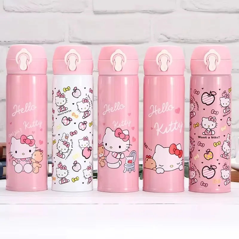 Hello Kitty Insulated Water Bottle For Kids,Kawaii Hot Water Bottle Pink Cartoon Stainless Steel Hot Water Bottle, Gift 350/500m - Chic Cart