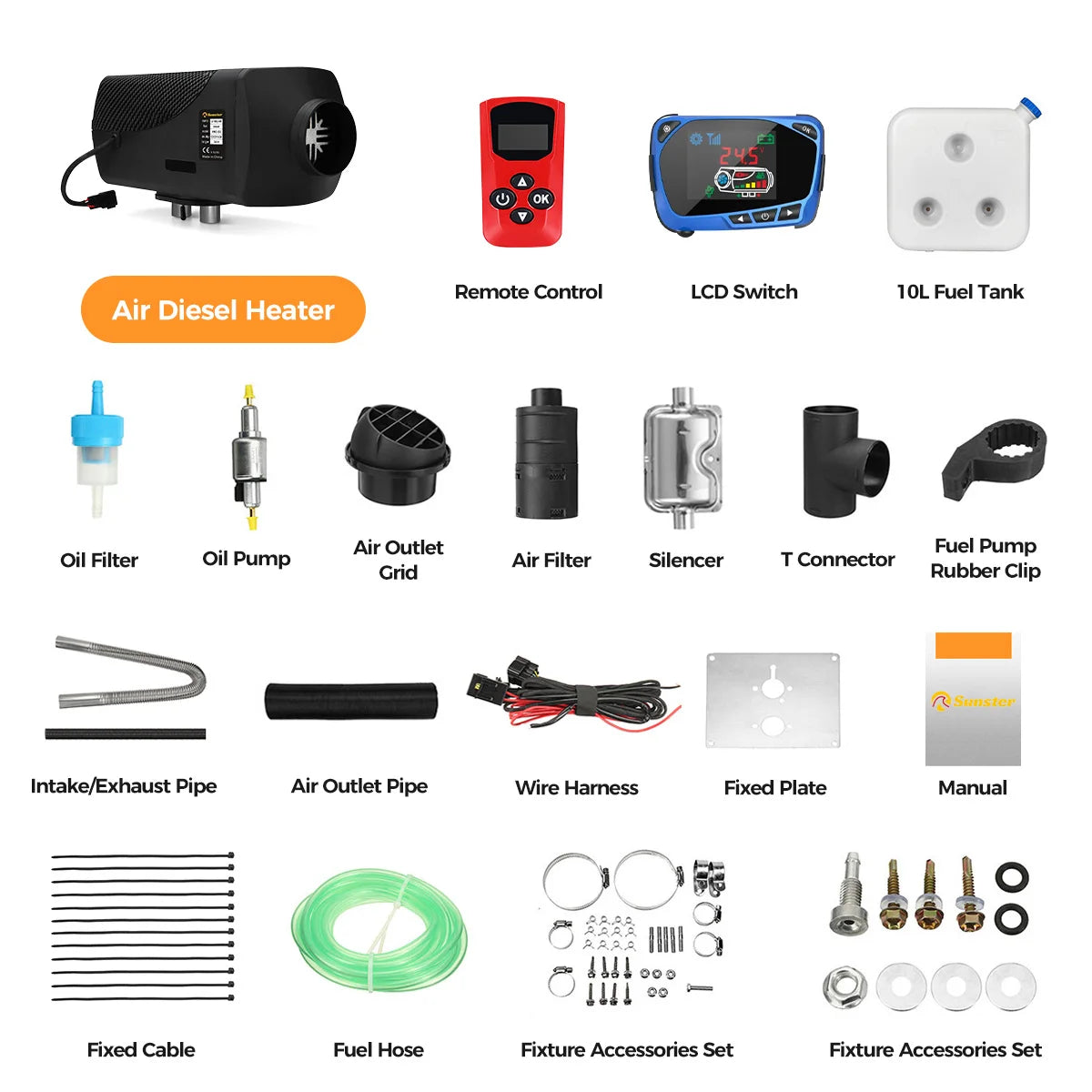 8KW Car Heater 12V Diesel Air Heater With LCD Remote Monitor Low Noise Fast Heating Diesel Parking Heater For Car Trailer Truck