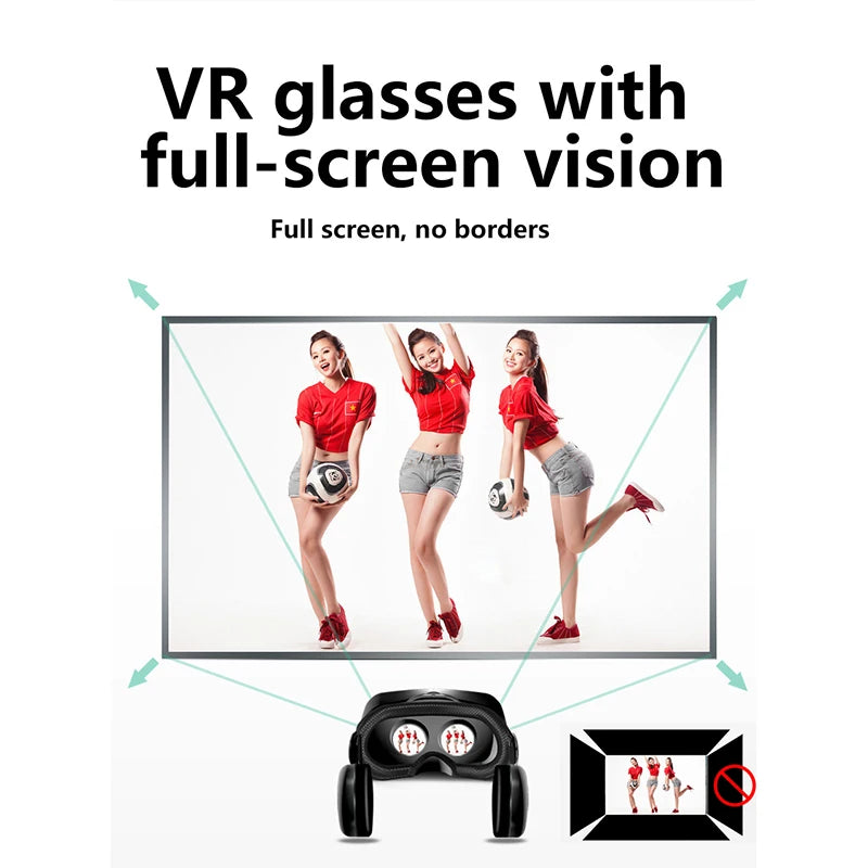 3D VR Headset Smart Virtual Reality Glasses Helmet for Smartphones Phone Lenses with Controllers Headphones 7 Inches Binoculars - Chic Cart