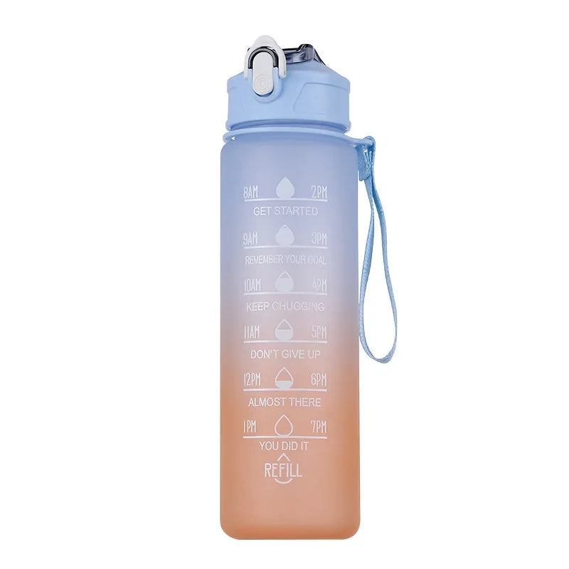 750ML Sports Water Bottle with Time Marker Leak-proof Cup Motivational Portable Plastic Water Bottle for Outdoor Sport Fitness - Chic Cart