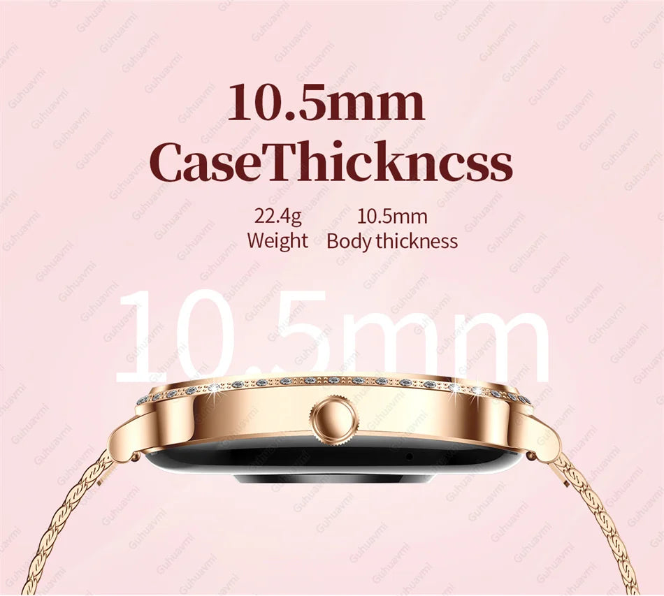 2025 New Lady Smart Watch Women AMOLED Curved Screen IP68 Waterproof Health Call Smartwatch For Samsung Huawei Apple Watch 4 ios - Chic Cart