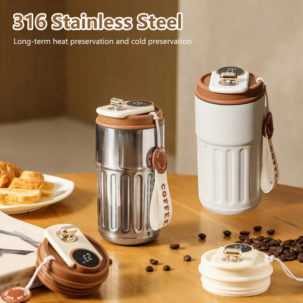 Smart Thermos Bottle LED Temperature Display Coffee Cup 316 Stainless Steel Tumbler Mug Portable Vacuum Flasks Thermoses - Chic Cart