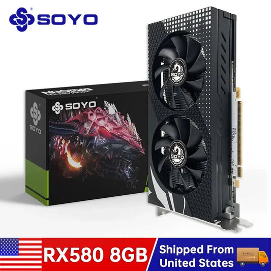 SOYO AMD Radeon RX580 8G Graphics Card GDDR5 Memory 256Bit Gaming Card PCIE3.0x16 HDMI DVI for Desktop Computer PC Gaming In USA - Chic Cart 