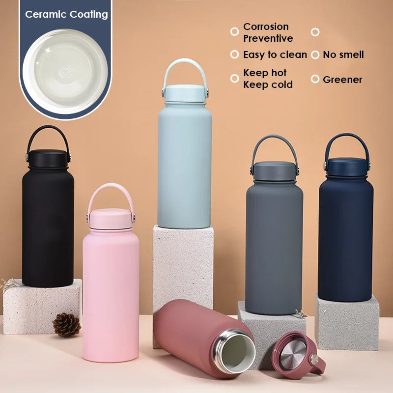 PuraCool Personalised Water Bottle | 1000ml Customised Thermal Flask | Ceramic Anti-corrosion Coating Tumbler - Chic Cart