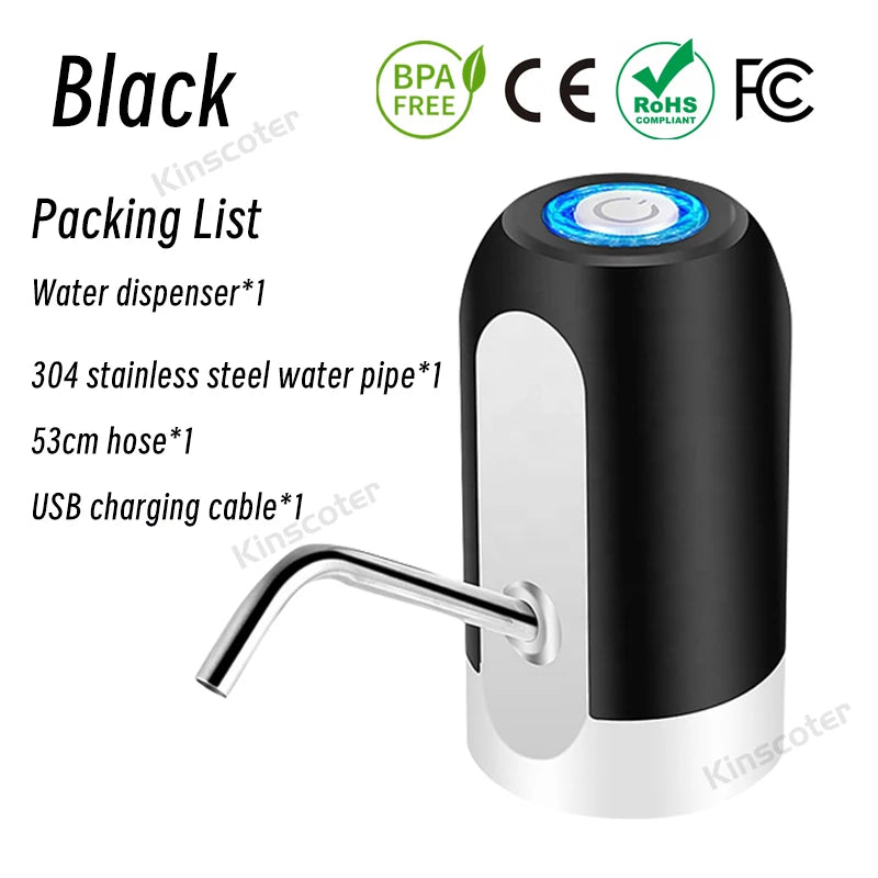 Kinscoter Rechargeable Portable Water Pump Mini Automatic Water Dispenser with Switch USB Charging for Universal 5 Gallon Bottle - Chic Cart