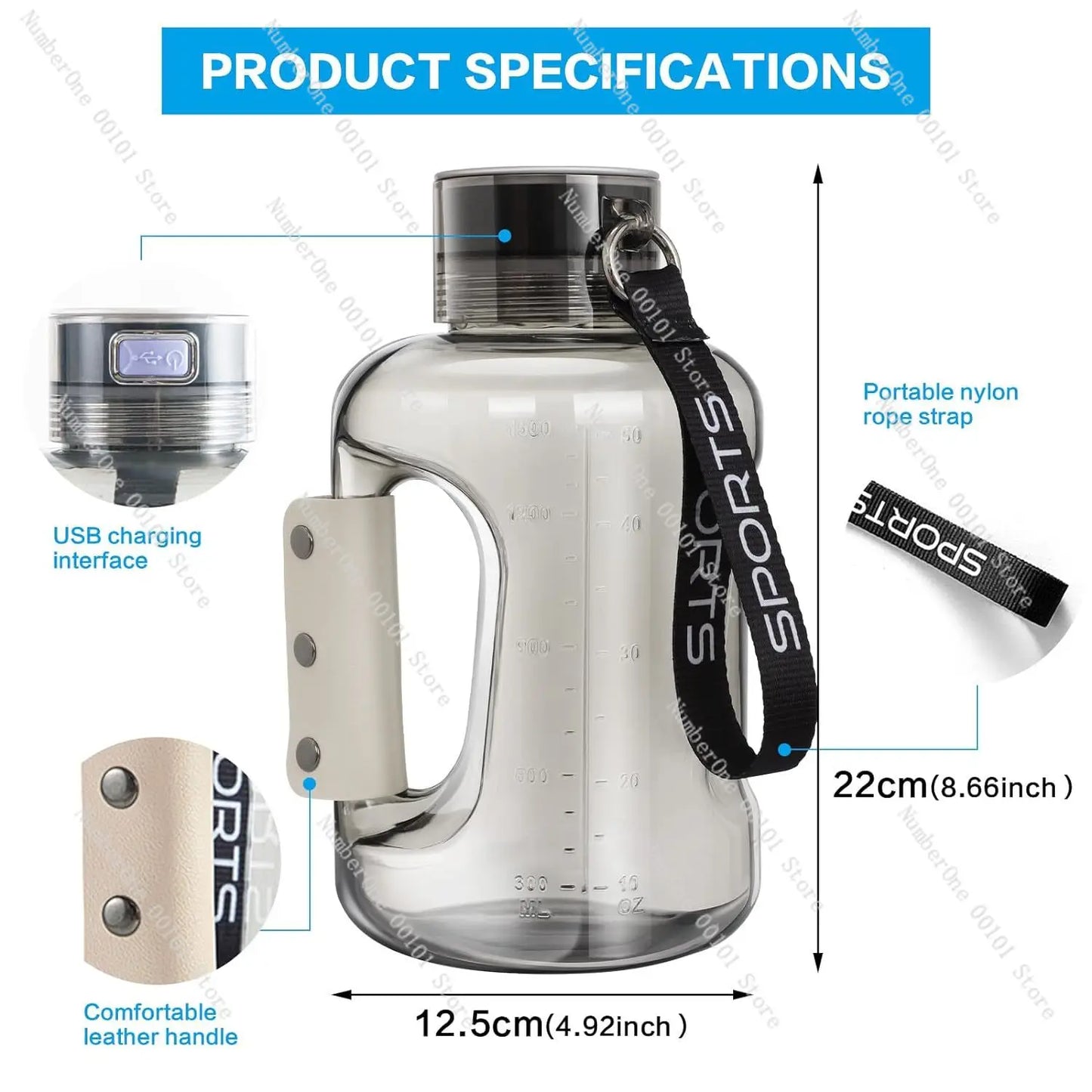 SPE/PEM Technology New Portable Hydrogen Water Bottle 2500Ppb Pure Hydrogen-Rich Concentration - Chic Cart