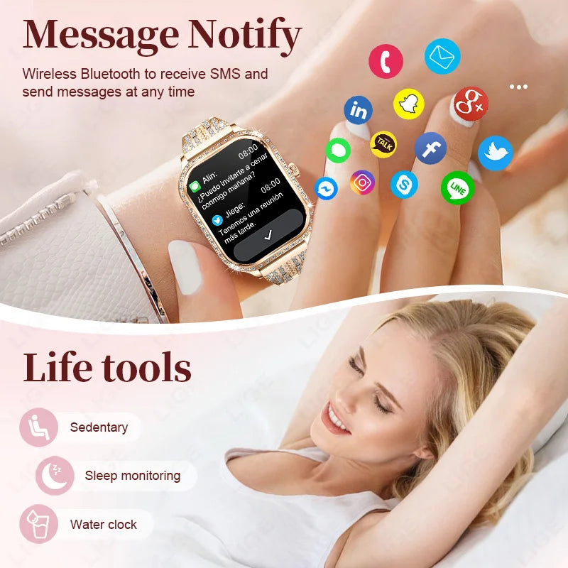 LIGE Smart Watches for Women Waterproof Bluetooth Call Fitness Tracker Smartwatch Mujer Digital Womens Watch Heart Rate Monitor - Chic Cart