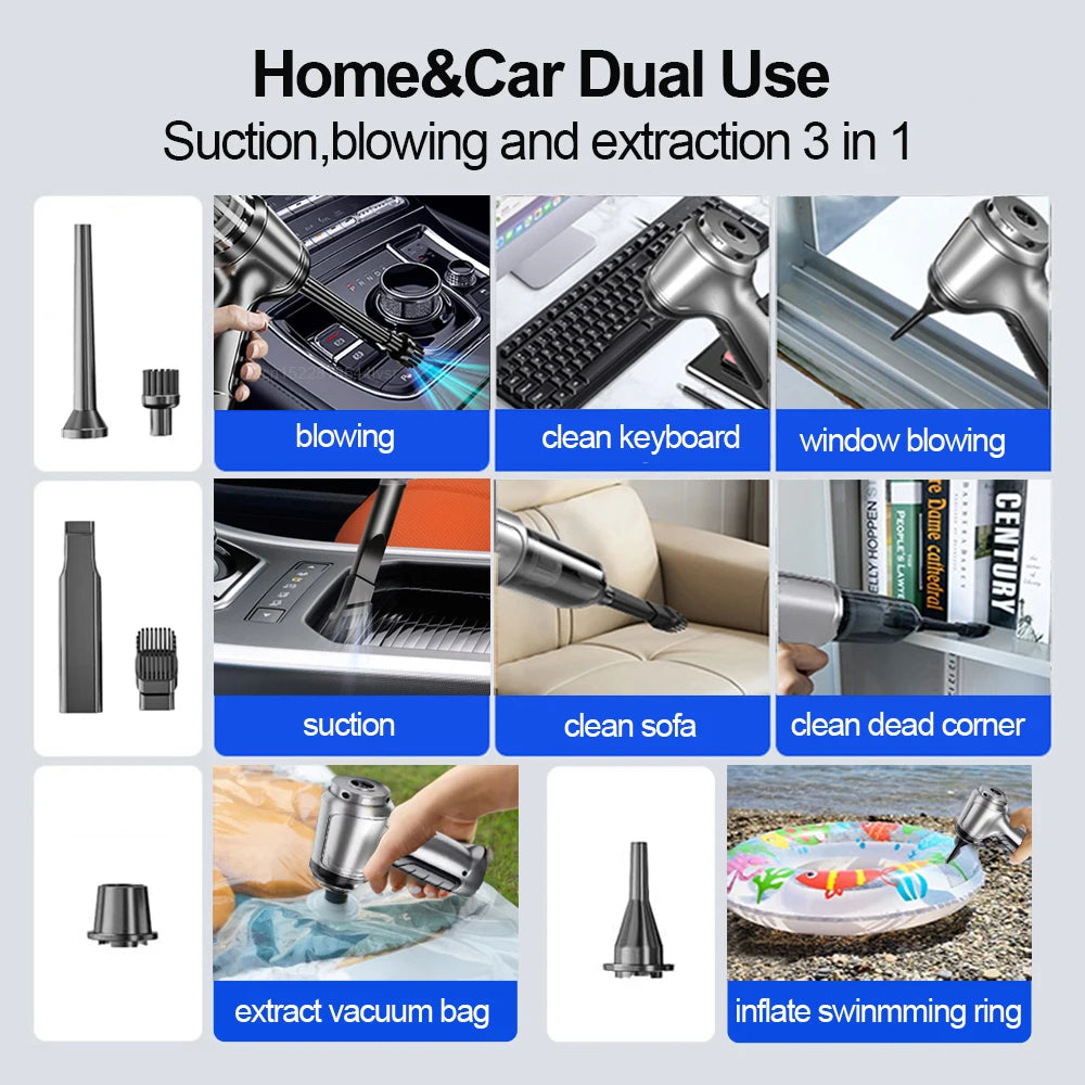 Car Vacuum Cleaner Portable Wireless Vacuum Cleaner 95000PA Strong Suction Handheld Vacuum Cleaner Powerful Blower for Car Home - Chic Cart