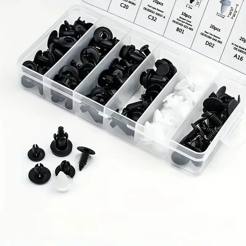 100pcs Mixed Car Plastic Clips Auto Fixing Door Closer Pin Removing Retainer Rivet Screws Disassembly Tools For Removal Products