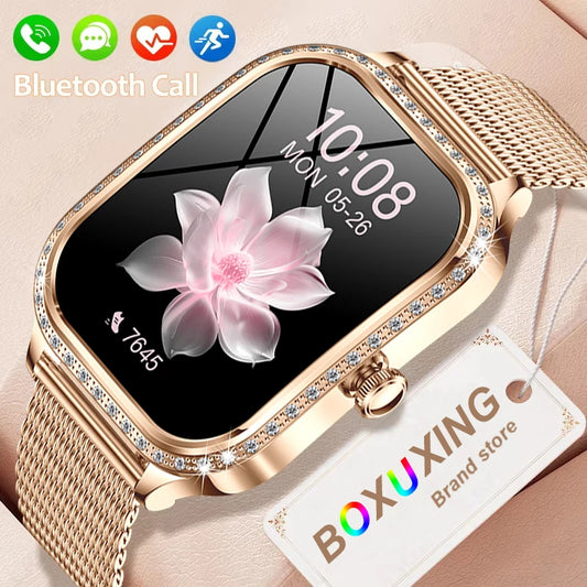 New Fashion Women's Smart Watch Heart Rate 1.75 Inch 240*296 HD Screen Diamond Watch Bluetooth Call Waterproof SmartWatch Ladies - Chic Cart