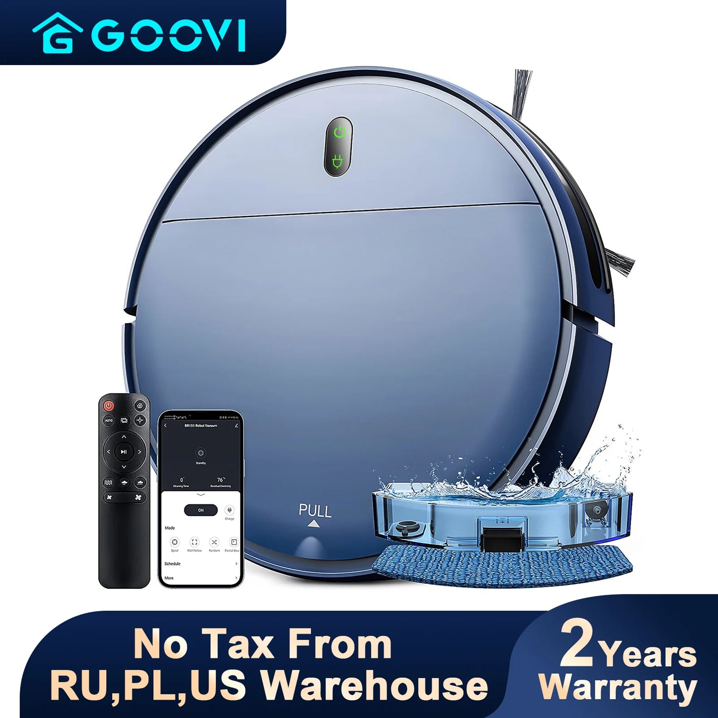 GOOVI BR151 Robot Vacuum Cleaner 6000Pa Strong Suction 2500mAh Battery 3in1 Mopping Sweeping Suction Smart Home Support Wifi - Chic Cart