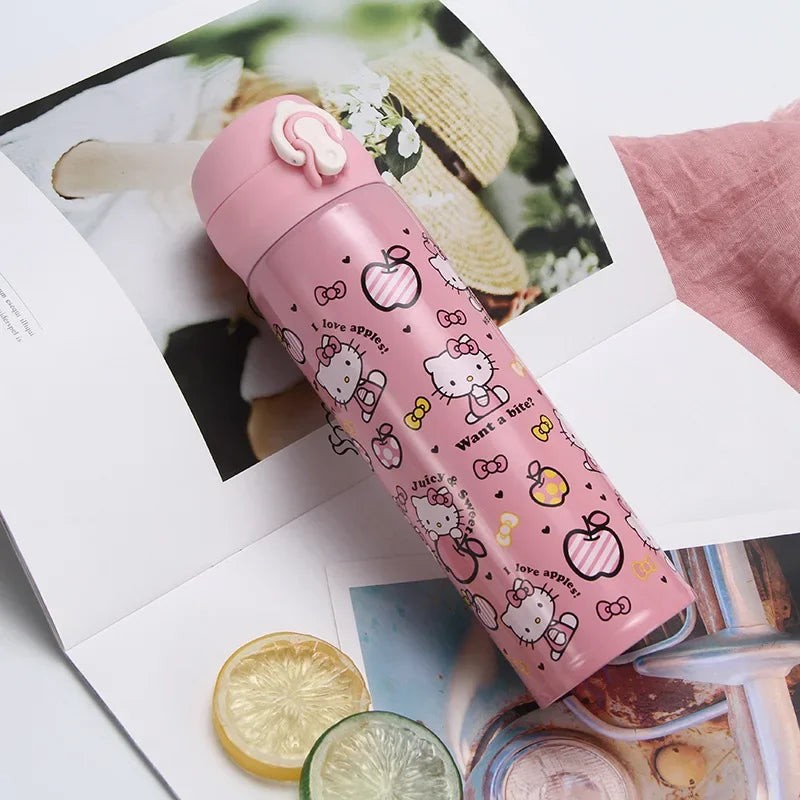 Hello Kitty Insulated Water Bottle For Kids,Kawaii Hot Water Bottle Pink Cartoon Stainless Steel Hot Water Bottle, Gift 350/500m - Chic Cart