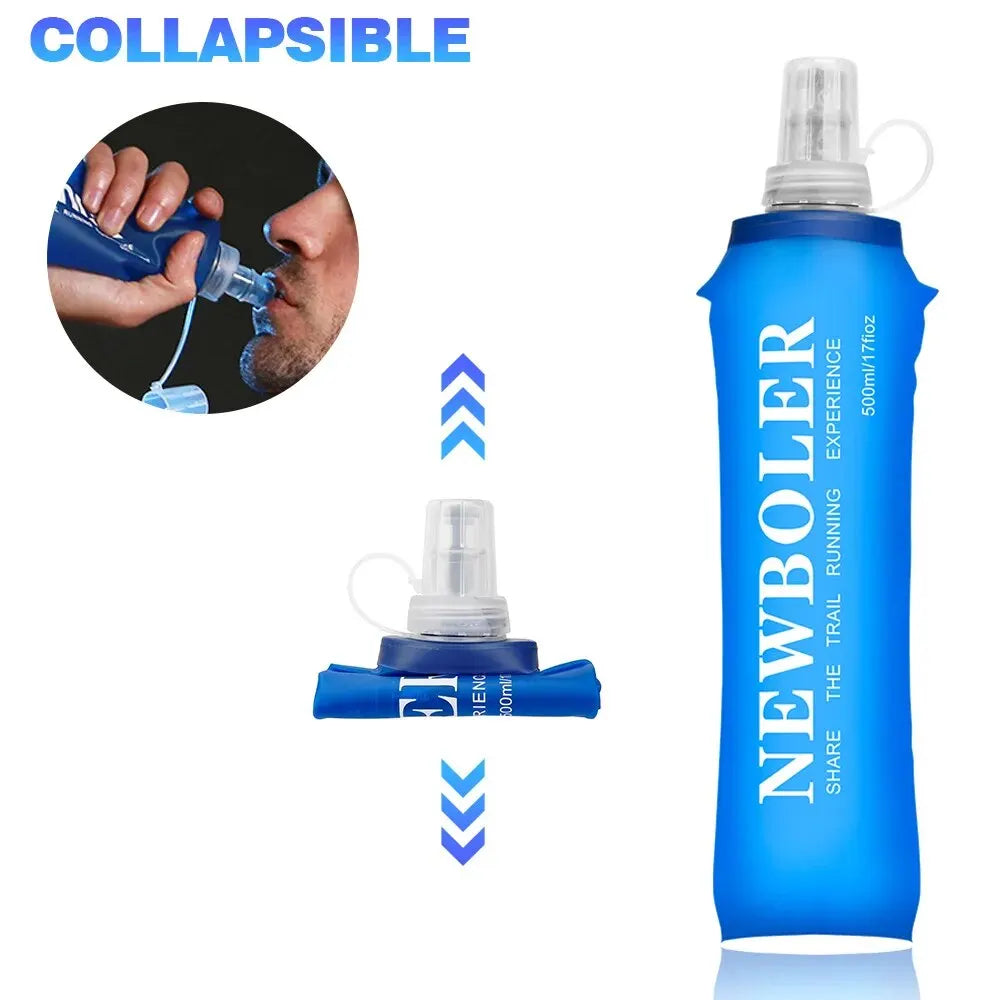 NEWBOLER 250ml 500ml Water Bottle TPU Folding Soft Flask Sport Water Bottle Water Bag Collapsible Water Bottle Running Camping - Chic Cart