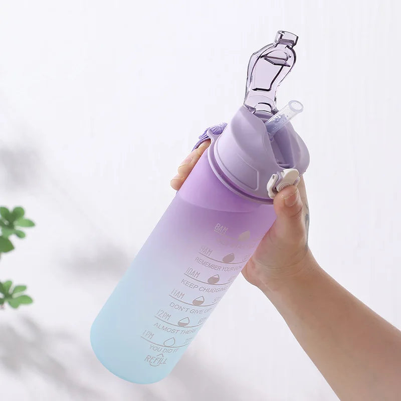 900ML Sports Water Bottle with Time Marker Leak-proof Cup Motivational Portable Water bottle for Outdoor Sport Fitness BPA Free - Chic Cart