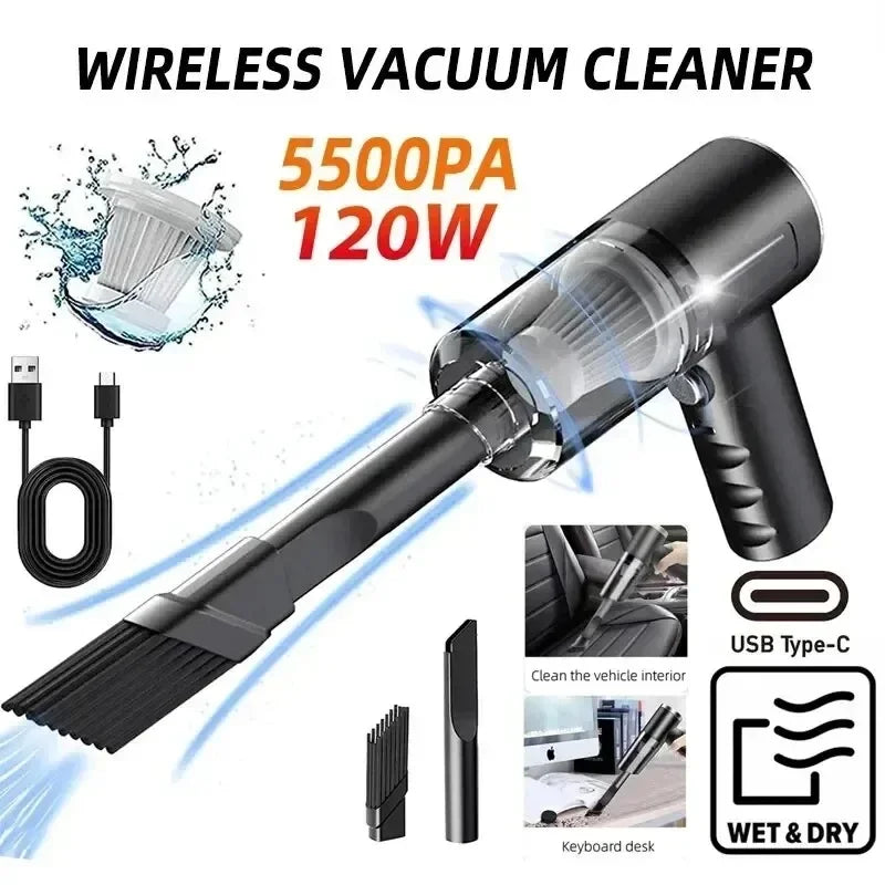 Portable Wireless Car Vacuum Cleaner Wireless Vacuum Cleaner Dual Use for Home and Car 120W High Power Powerful Vacuum Cleaner - Chic Cart