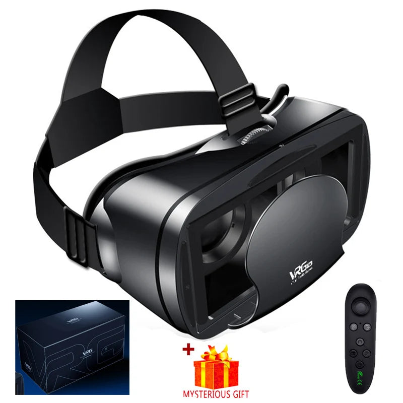 Virtual Reality 3D VR Headset Smart Glasses Helmet for Smartphones Cell Phone Mobile 7 Inches Lenses Binoculars with Controllers - Chic Cart