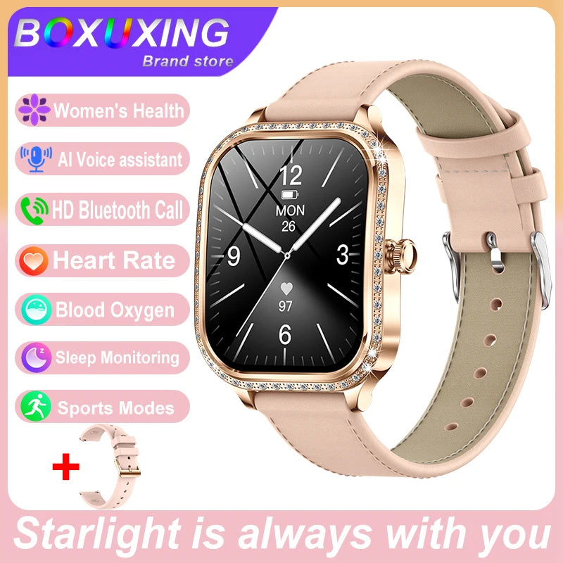 New Fashion Women's Smart Watch Heart Rate 1.75 Inch 240*296 HD Screen Diamond Watch Bluetooth Call Waterproof SmartWatch Ladies - Chic Cart