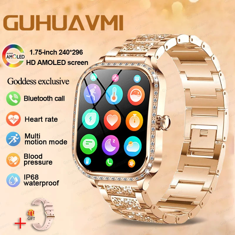 2025 New GPS Track Smart Watch Ladies 466*466 HD Screen Heart Rate Blood Pressure BT Call Smartwatch Women For Huawei Xiaomi IOS - Chic Cart