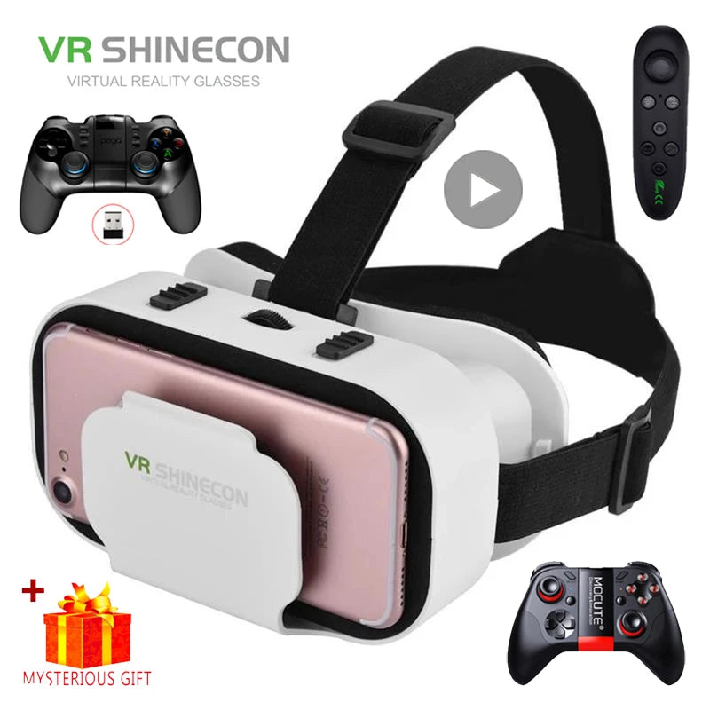 Shinecon Viar Virtual Reality VR Glasses Headset 3D Device Helmet Goggles Lenses For Smartphone Smart Phone With Game Controller - Chic Cart