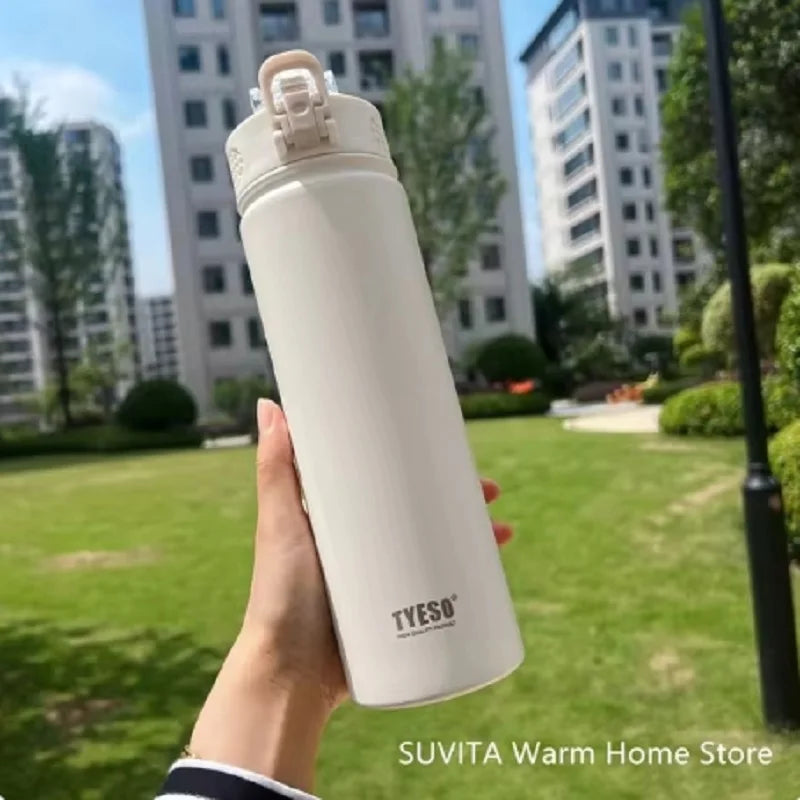 1pc Thermos Bottle with Straw 530ml 750ml Stainless Steel Thermal Cup Car Insulated Flask Water Tumbler for Outdoor Sports - Chic Cart