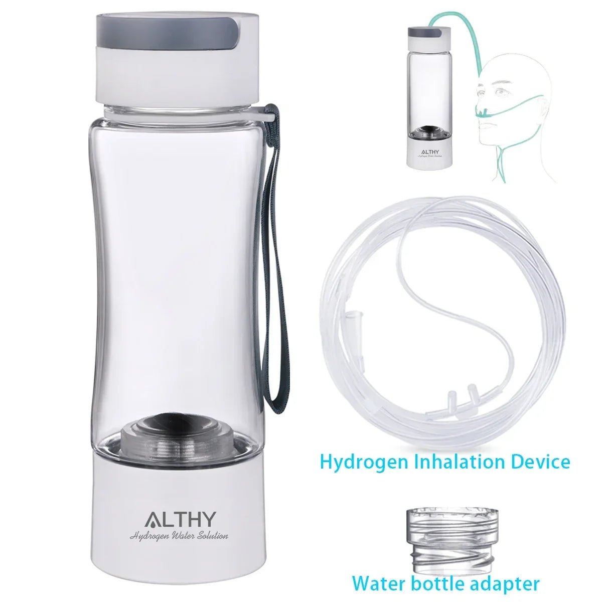 ALTHY Hydrogen Rich Water Generator Bottle Cup - DuPont SPE PEM Dual Chamber Maker lonizer - H2 Inhalation device - Chic Cart