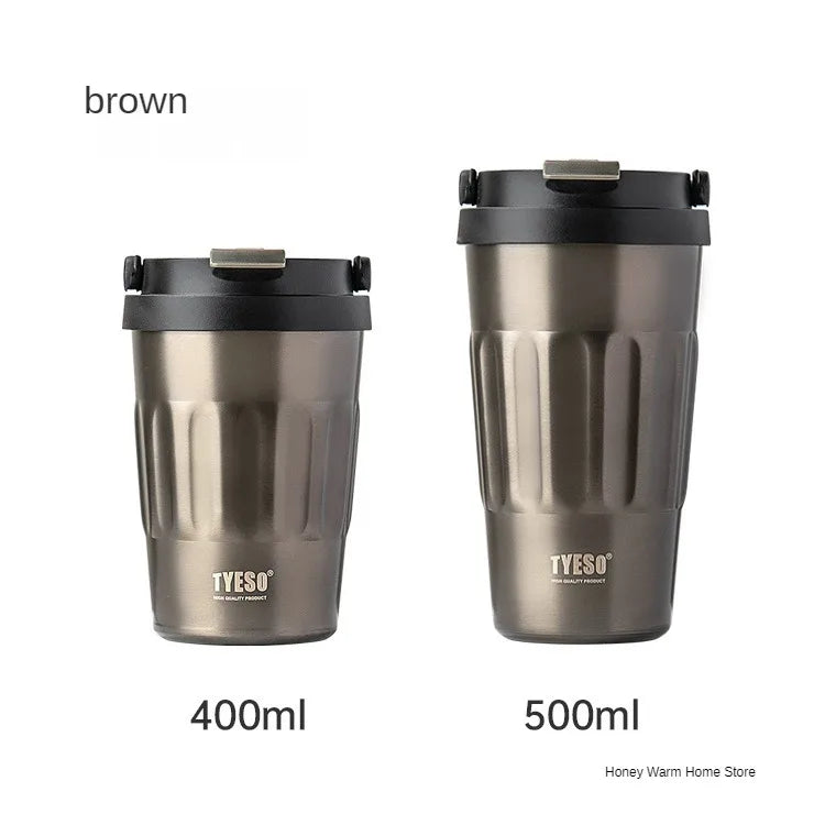 TYESO Vacuum Flasks Thermos Water Bottles 400ml/500ml Stainless Insulated Cup 304 Original Car Tumbler Cold and hot Coffee Mug - Chic Cart