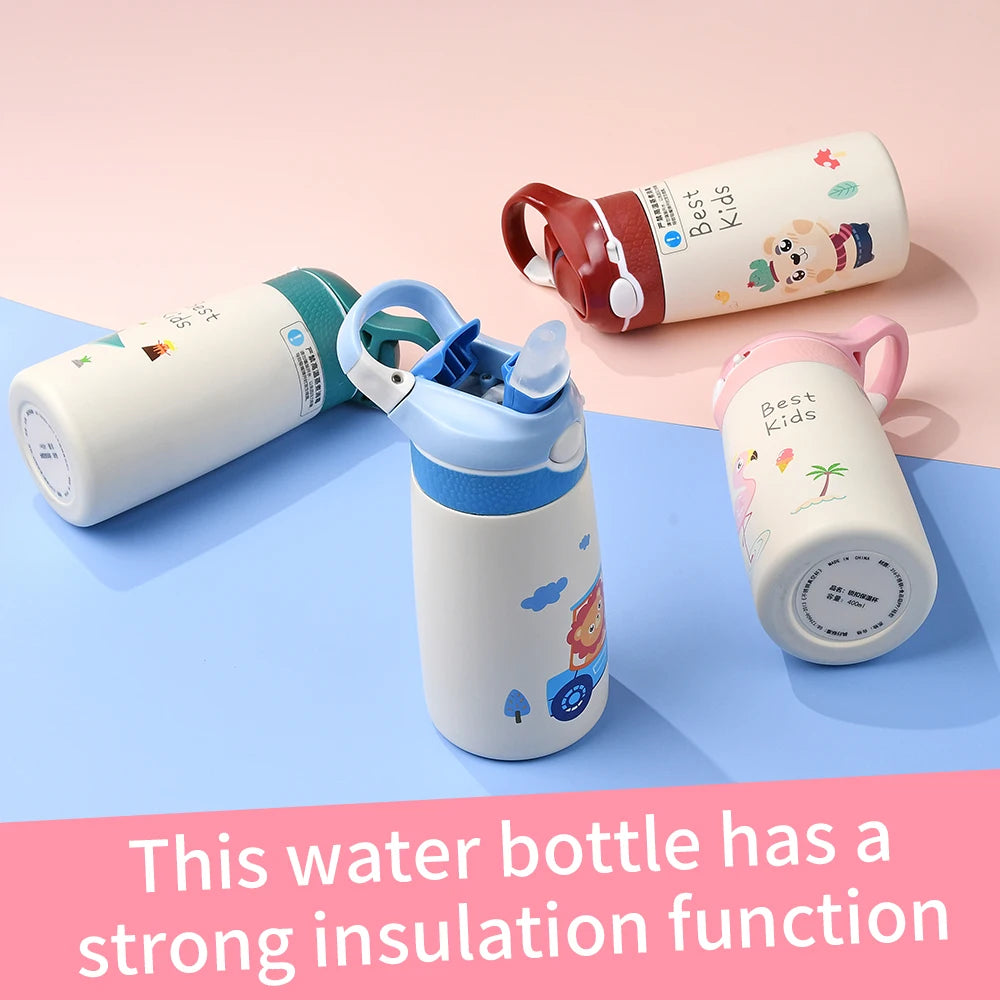 400ML Children Thermos Water Bottle Kids Thermos Mug Baby Duck Billed Straw 316 Stainless Steel Vacuum Flasks Tumbler Thermo Cup - Chic Cart