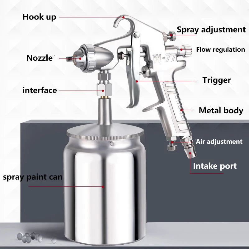 1000ML Pneumatic Spray Gun 2.0/2.5/3.0mm Caliber Nozzle Car / Furniture Spraying Tool for Car DIY Craft Projects / Paint Sprayer