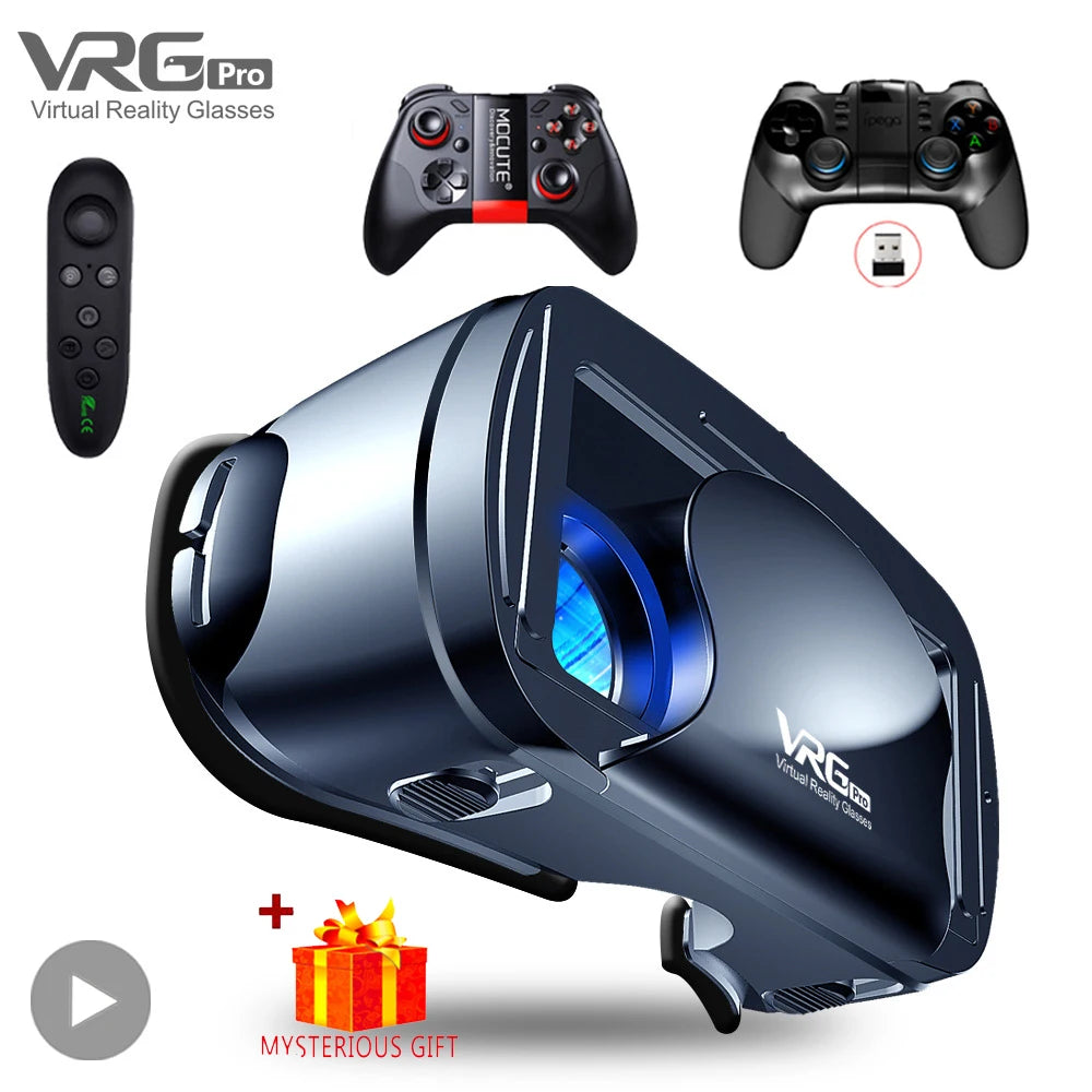 VRG Pro VR Glasses Virtual Reality Headset Devices Viar 3D Helmet Goggles Lenses Smart For Smartphone Cell Phone With Controller - Chic Cart