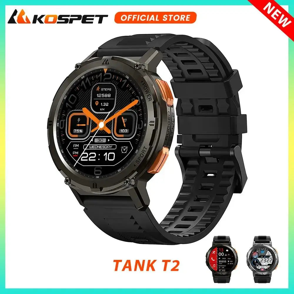 KOSPET TANK T2 Ultra Smart Watch Men Military Smartwatch Women Original Digital Fitness Watches AMOLED AI Voice AOD Bluetooth - Chic Cart 