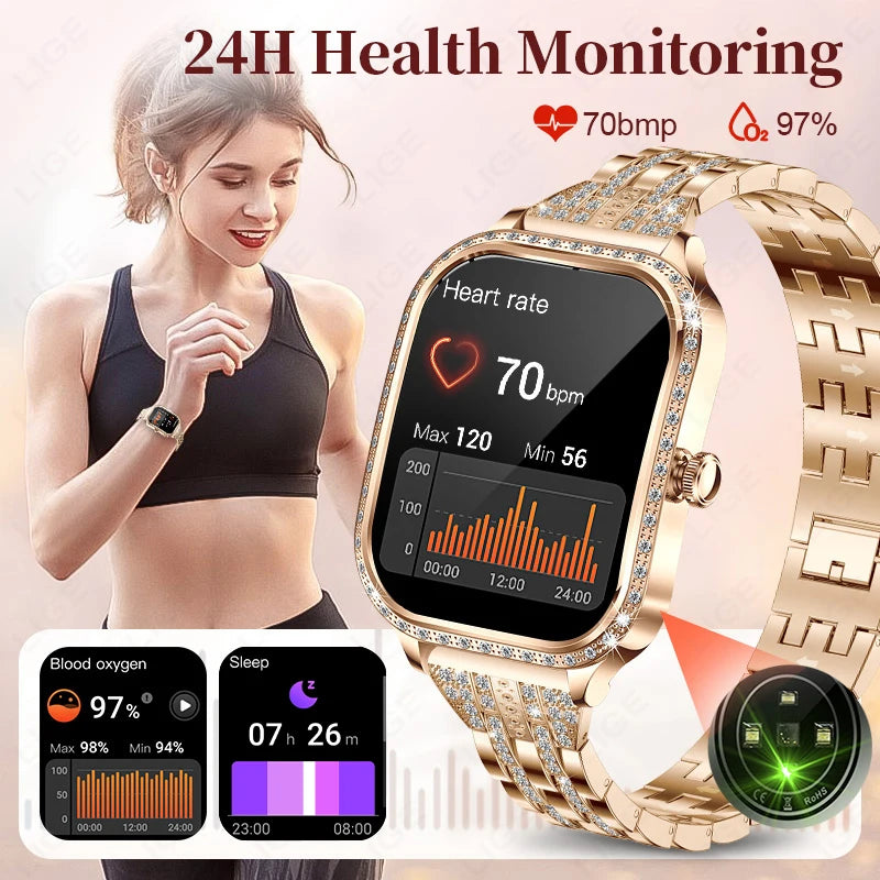 LIGE Smart Watches for Women Waterproof Bluetooth Call Fitness Tracker Smartwatch Mujer Digital Womens Watch Heart Rate Monitor - Chic Cart