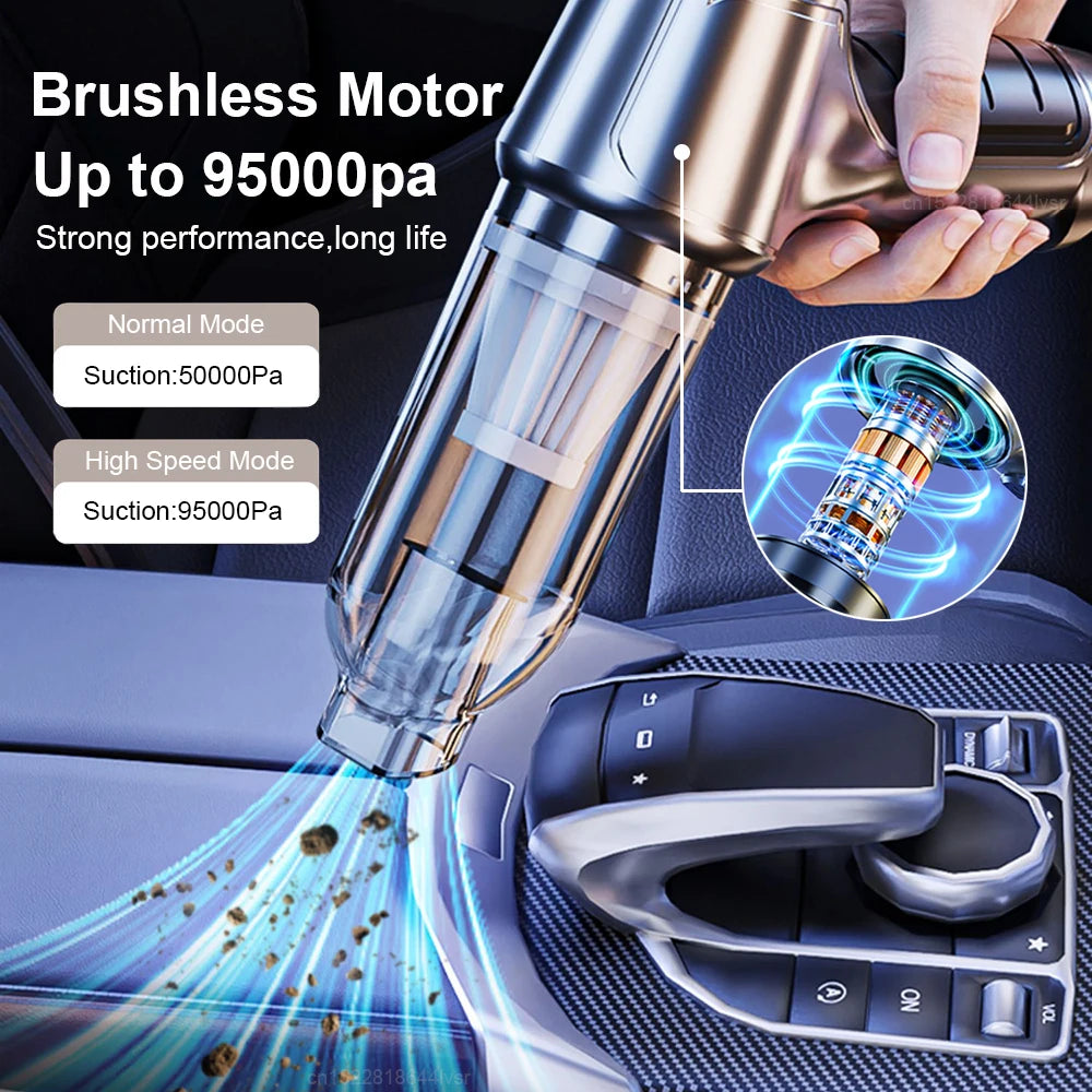 Car Vacuum Cleaner Portable Wireless Vacuum Cleaner 95000PA Strong Suction Handheld Vacuum Cleaner Powerful Blower for Car Home - Chic Cart