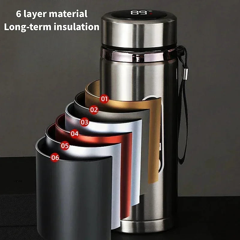 800ML-1L Stainless Steel Thermos Bottle with LED Temperature Display Tea Water Bottle Vacuum Flask Portable Cups Water Bottle - Chic Cart