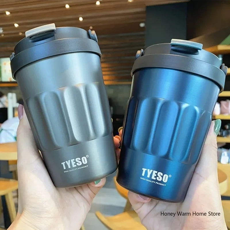 TYESO Vacuum Flasks Thermos Water Bottles 400ml/500ml Stainless Insulated Cup 304 Original Car Tumbler Cold and hot Coffee Mug - Chic Cart