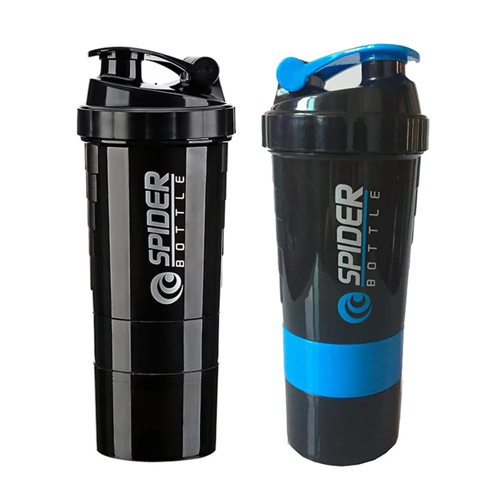 3 Layers Shaker Protein Bottle Powder Shake Cup Water Bottle Plastic Mixing Cup Body Building Exercise Bottle - Chic Cart