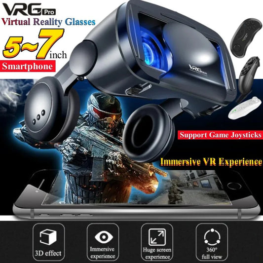 Virtual Reality Glasses IMAX Huge Screen Hi-Fi Stereo 3D Glasses Google Cardboard Box VR Headset for 5-7" Phone,Support Gamepad - Chic Cart