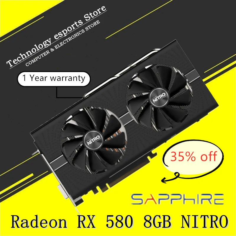 SAPPHIRE Original RX 580 8G NITRO  Graphic card RX 580 Game graphics card GDDR5 256bit RGB lamp effect  Function card 35% off - Chic Cart