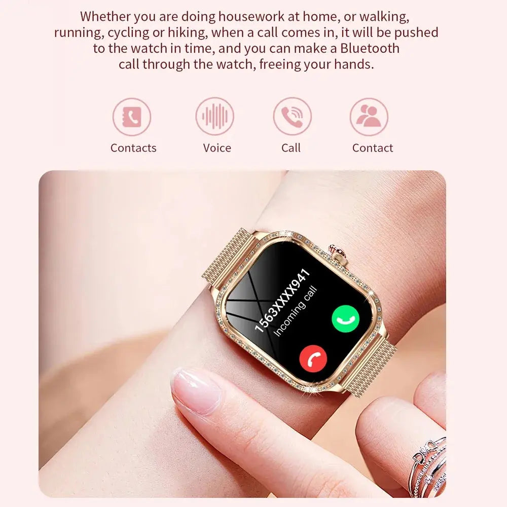 2025 New Lady Smart Watch Women AMOLED Curved Screen IP68 Waterproof Health Call Smartwatch For Samsung Huawei Apple Watch 4 ios - Chic Cart