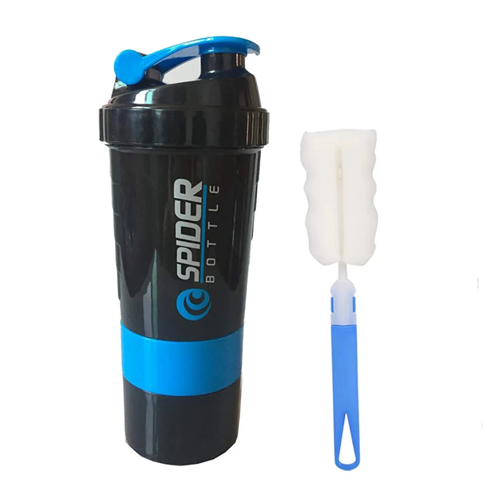 3 Layers Shaker Protein Bottle Powder Shake Cup Water Bottle Plastic Mixing Cup Body Building Exercise Bottle - Chic Cart